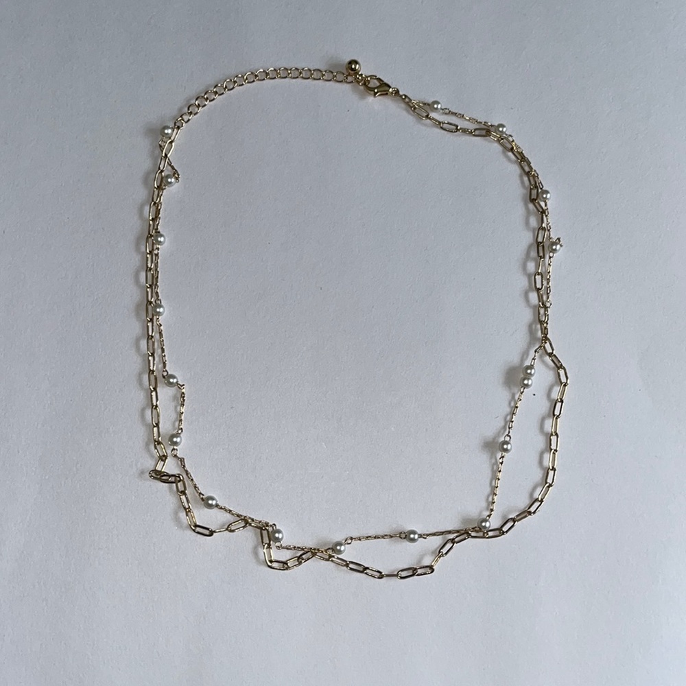 gold 2-part choker with pearls